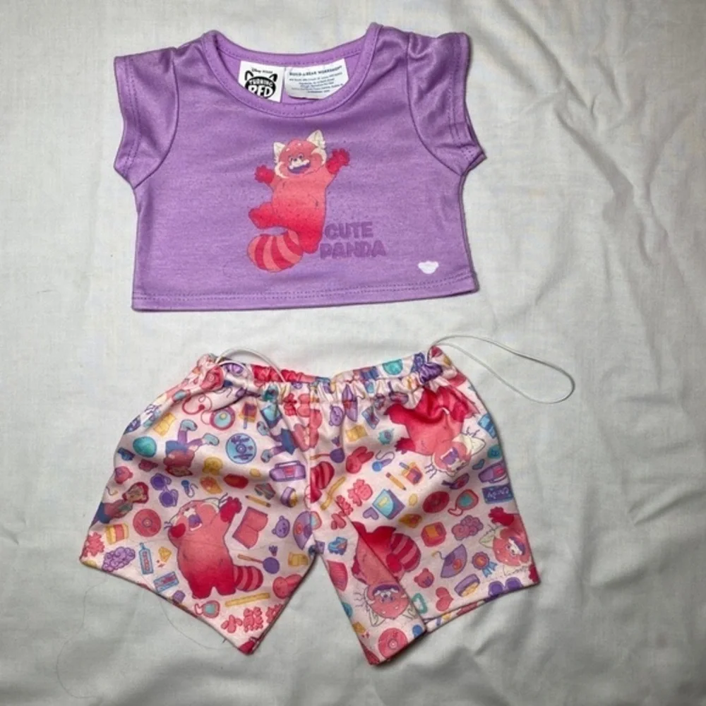 BUILD a bear honey girls Risa pink bunny‎ plush w/turning red pajama set